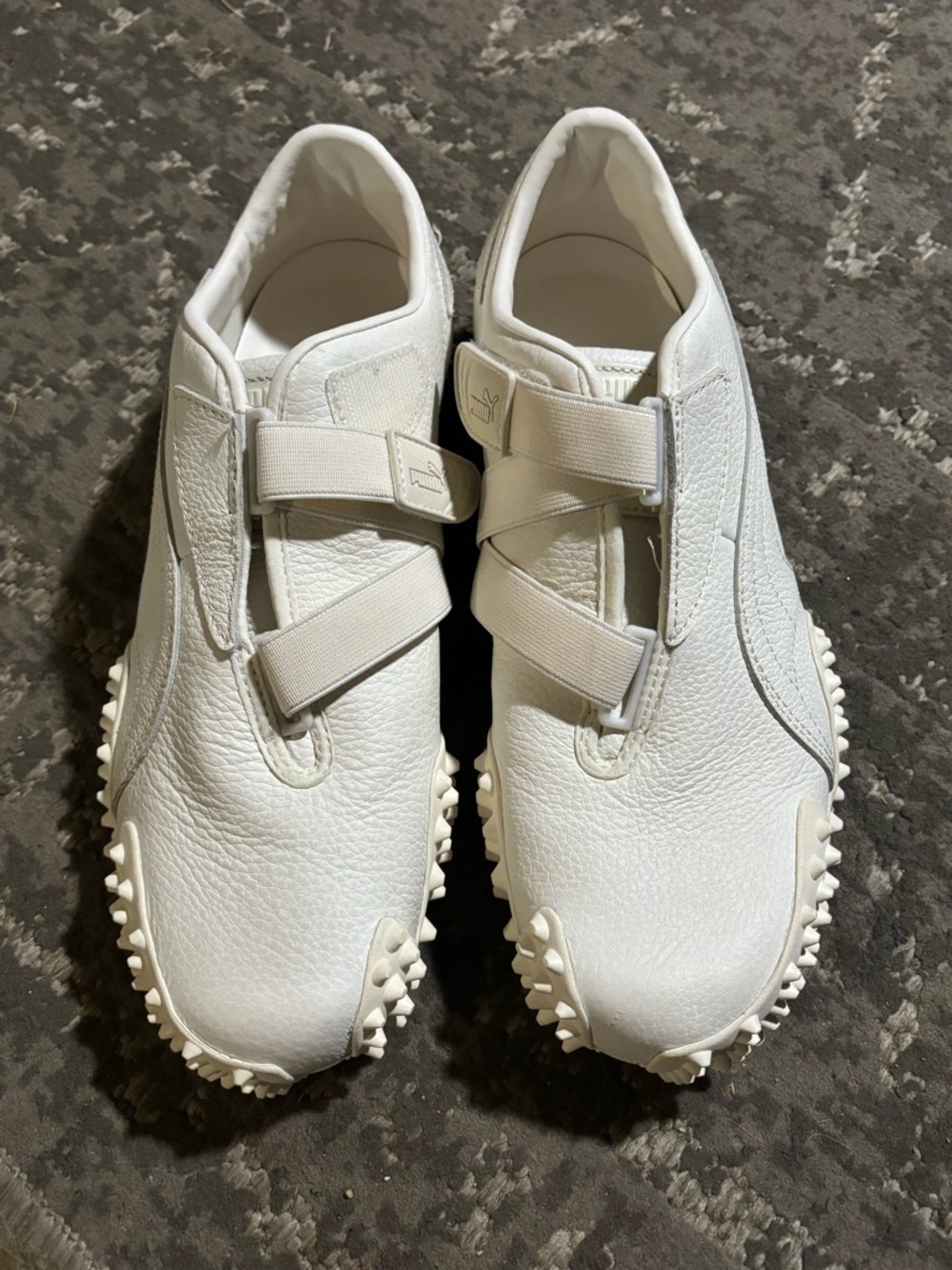 Puma White Leather Strap Sneakers